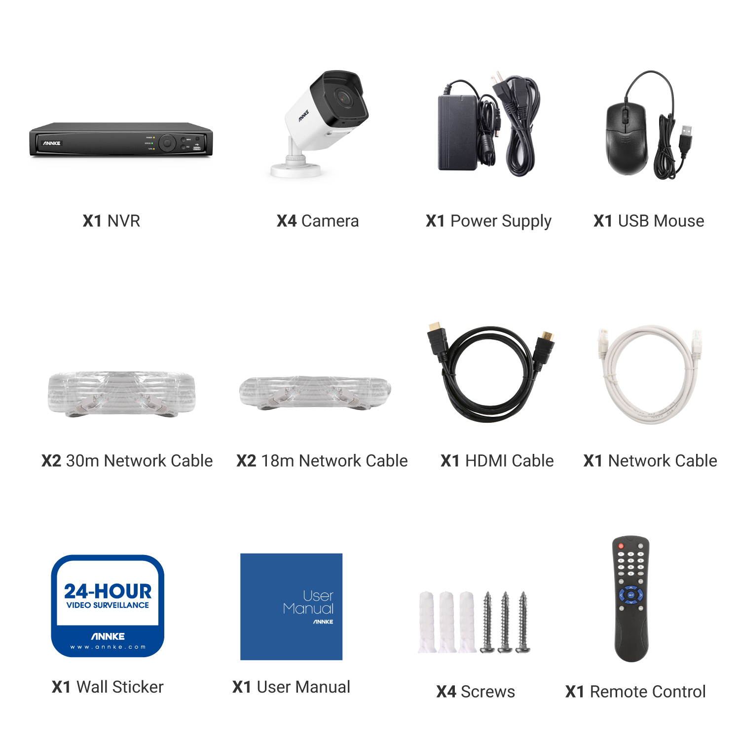 ANNKE 8CH NVR Video Surveillance System 5MP PoE Turret Security Cameras System For Home Indoor Outdoor - No HDD