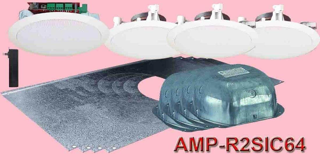 Two Source, Amplified, 6.5", Drop Ceiling Speakers (Four Speaker Package)