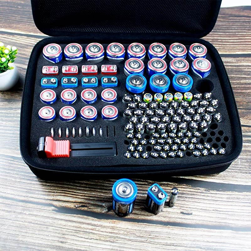 Battery Organizer Storage Case with Digital Battery Tester Checker, 200+ C D 9V AA AAA AAAA Batteries Organization Box Container(No Battery)
