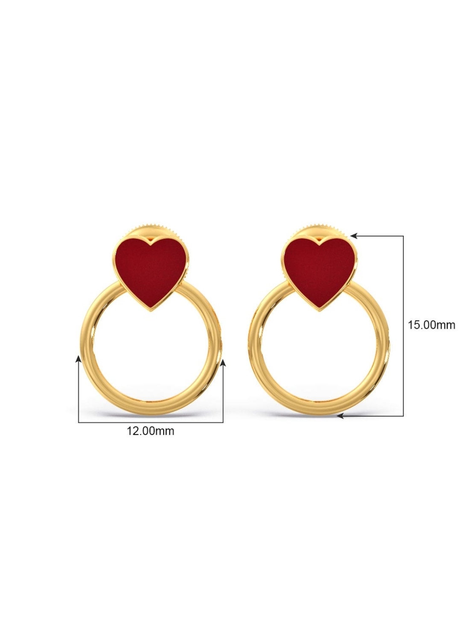 Candere by Kalyan Jewellers Peacock Collection 18k Yellow Gold Stud Earrings for Women