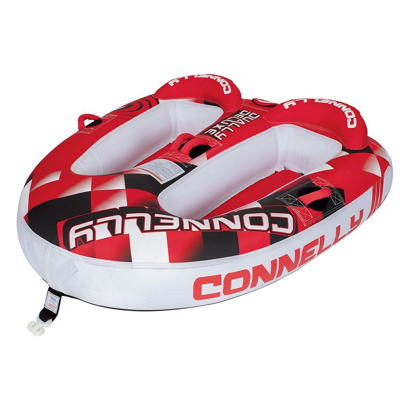 Connelly 67170005-CON Dually Deluxe Inflatable Towable Lake River Water Tube for 2 People, Red