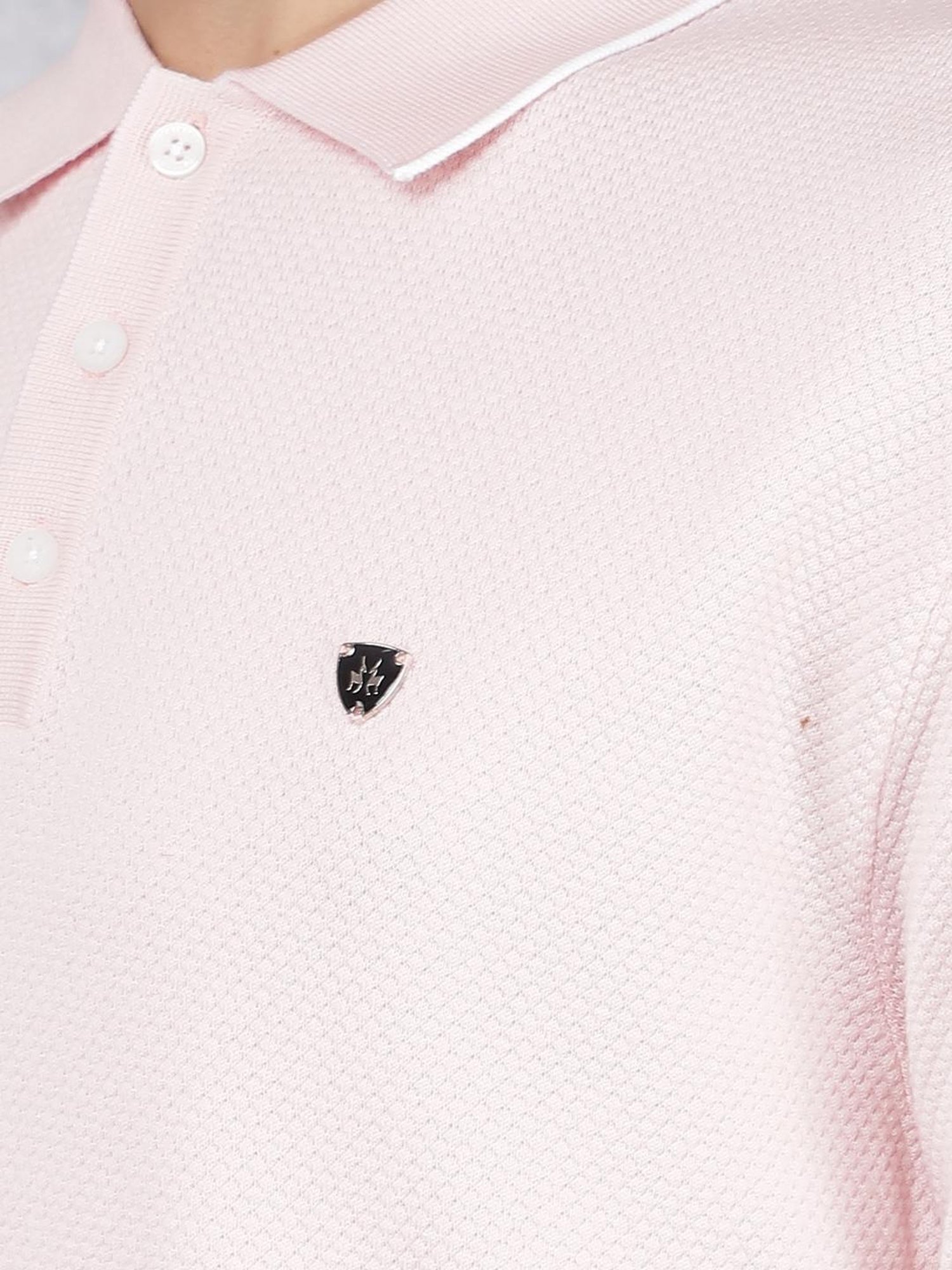 Crimsoune Club Pink Slim Fit Texture Polo T-Shirt