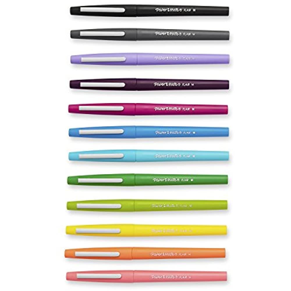 Paper Mate 1928605 Point Guard Flair Bullet Point Stick Pen, Assorted Colors, .7Mm, 12/Set