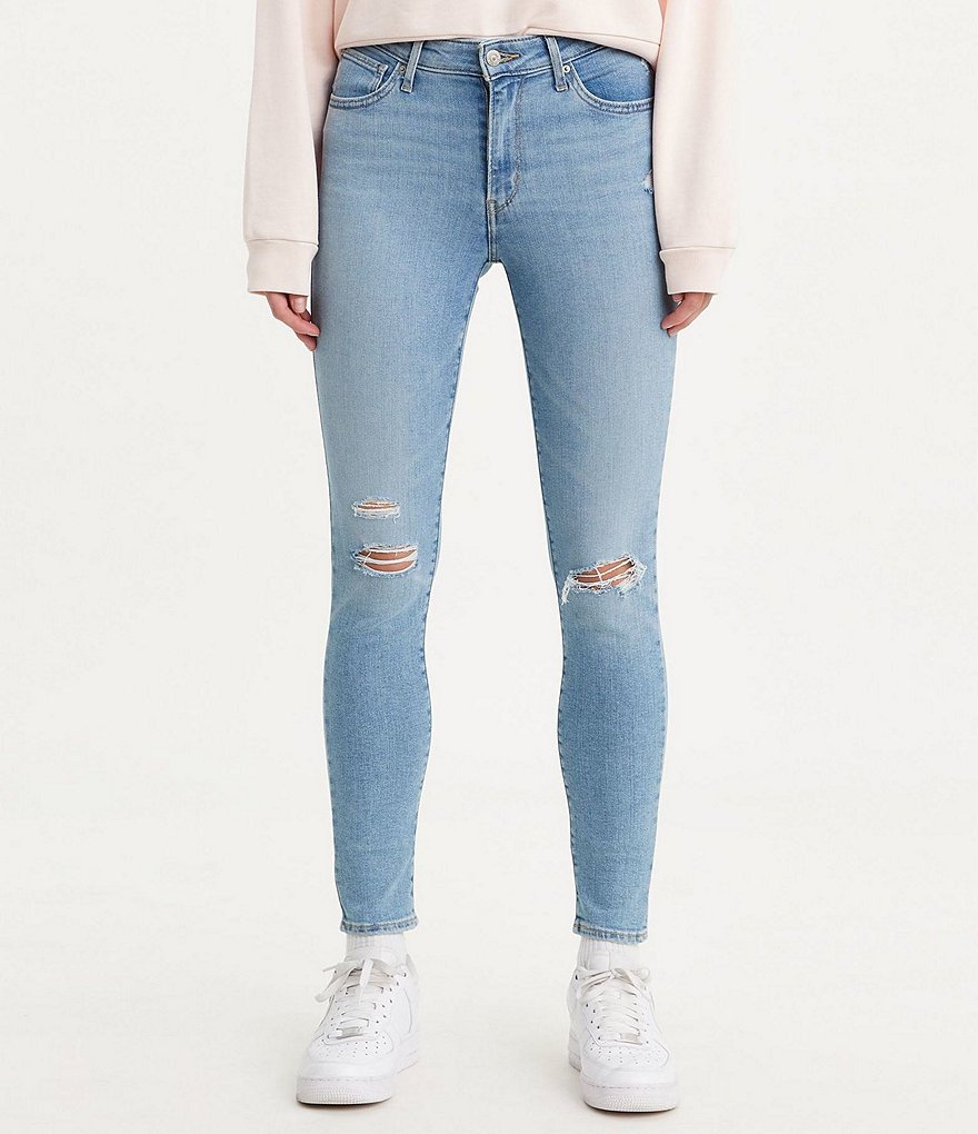 Levi's&reg; 721 30#double; Inseam High Rise Distressed Skinny Jeans
