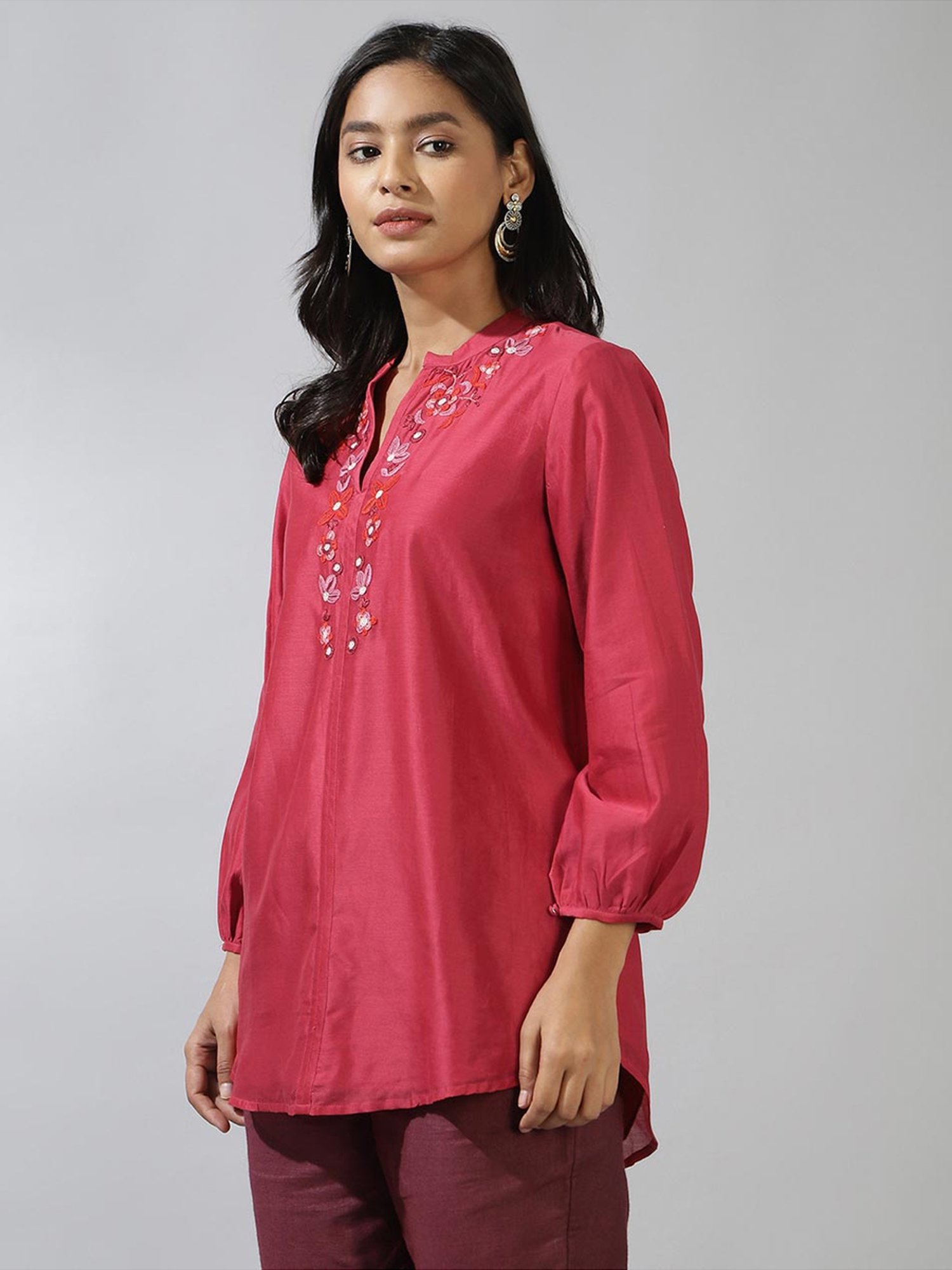 Fabindia Pink Embroidered Tunic
