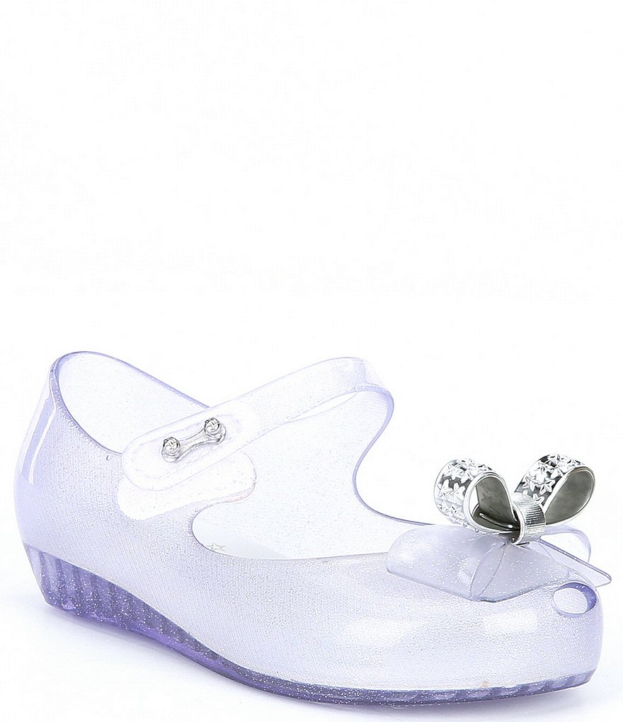 Mini Melissa Girl's Mini Ultra Girl Stars BB Bow Detail Glitter Peep Toe Mary Janes (Toddler)