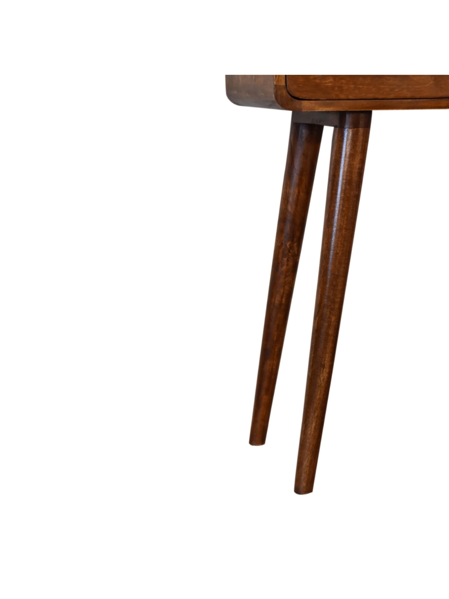 Artisan Furniture Mini Chestnut Brown Wood Curved Console Table