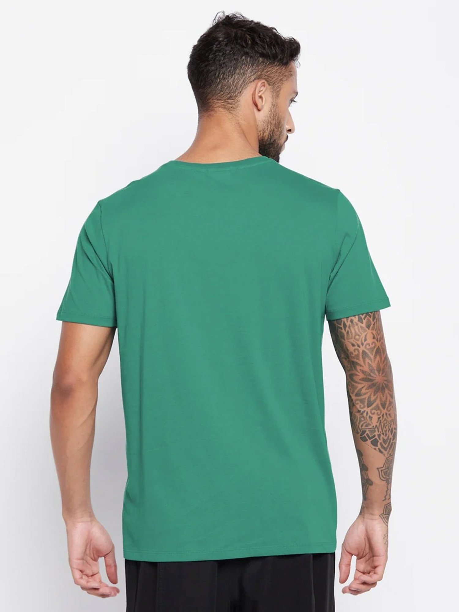 Edrio Green Cotton Relaxed Fit Printed T-Shirt