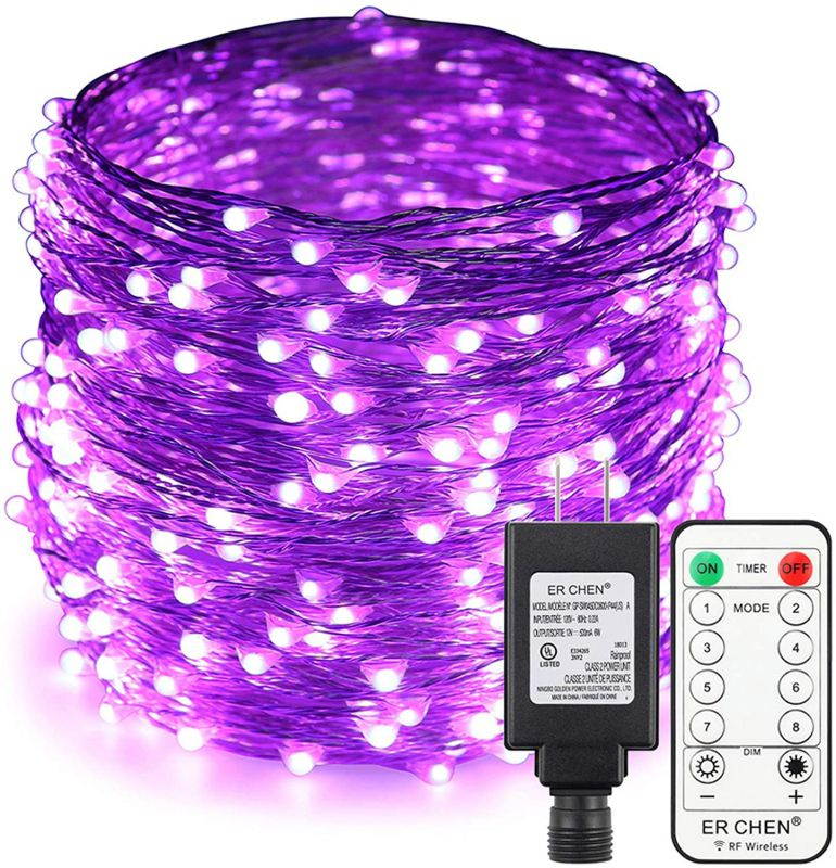ER CHEN 99ft Led String Lights, 300 Led Fairy Starry Lights on 30M Silvery Copper Wire String Lights for Christmas (Purple)