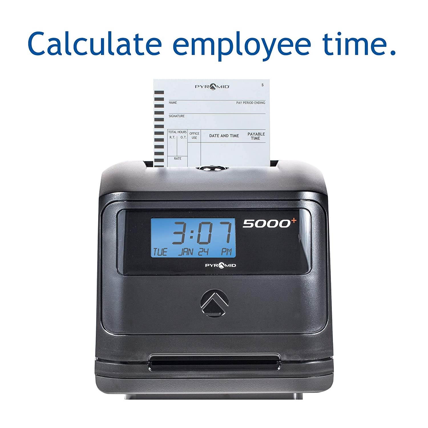 Pyramid Time Systems, Model 5000 Auto Totaling Time Clock, Handles up to 100 Employees, Automatically calculates Worked time Between Punches and accumulates Worked Hours per Pay Period, Made in USA