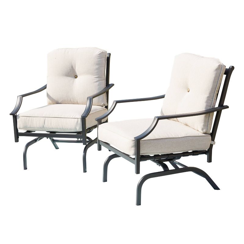 2pc Patio Chairs Steel Patio Seating Sets Cream - Lokatse