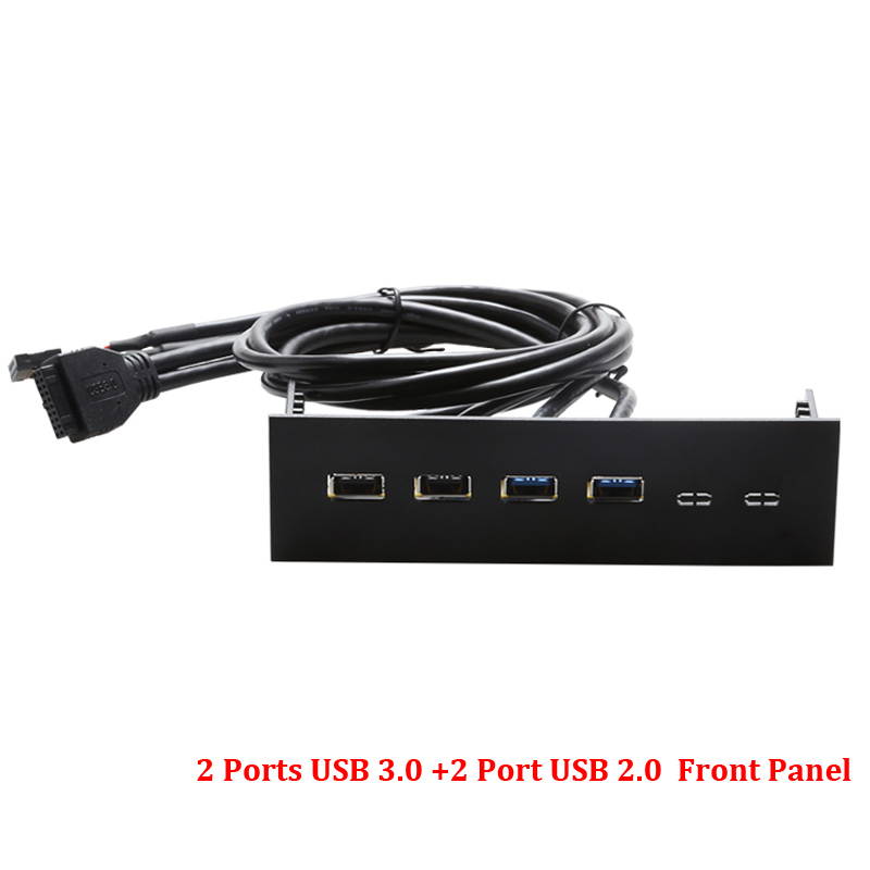 EnLabs FP525U32U22PL PC Case 5.25 inch front panel 4 Ports USB Hub,2 Ports USB 3.0 & 2 Ports USB 2.0,60CM Cable of USB Type A Female to motherboard -Black Plastic