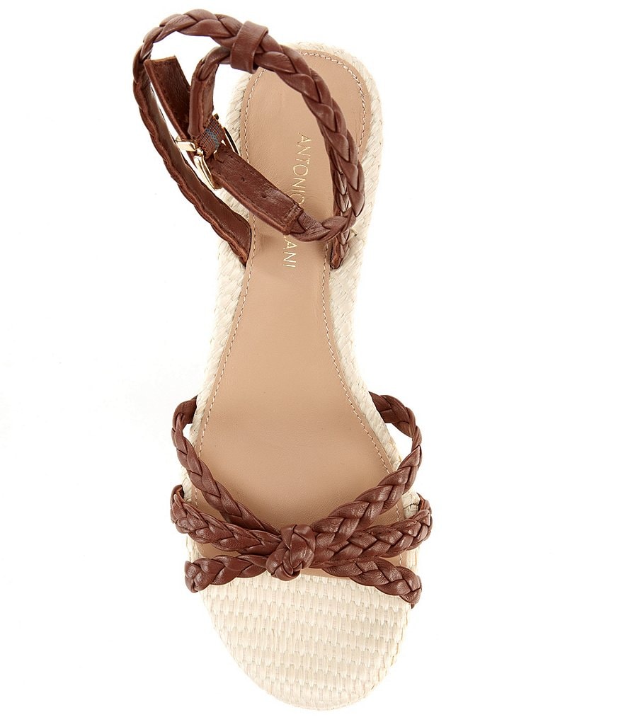 Antonio Melani Lorinna Leather Woven Ankle Strap Wedges