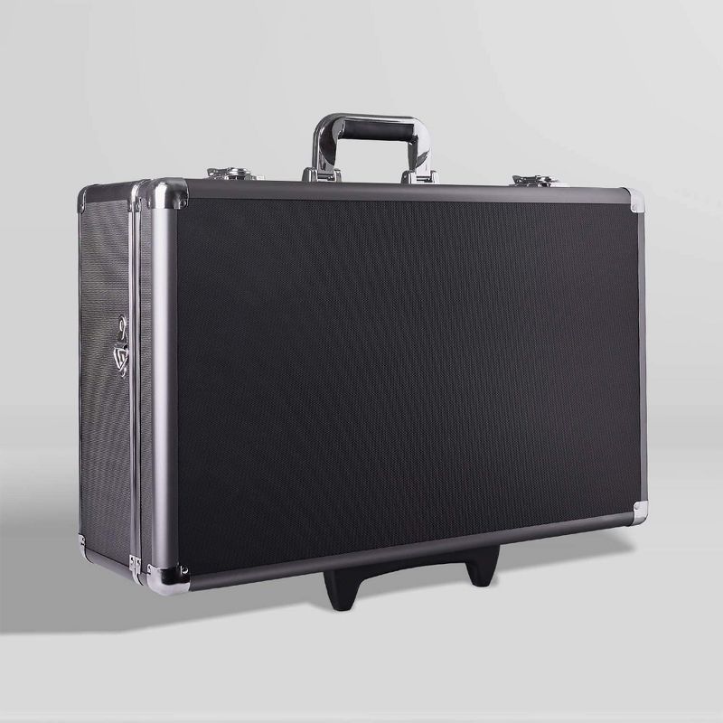 Zeikos ZE-HC52 Deluxe Large Hard Shell Protective Storage Portable Rolling Work Case with Reliable Latches, Dividers, and Shoulder Strap, Black