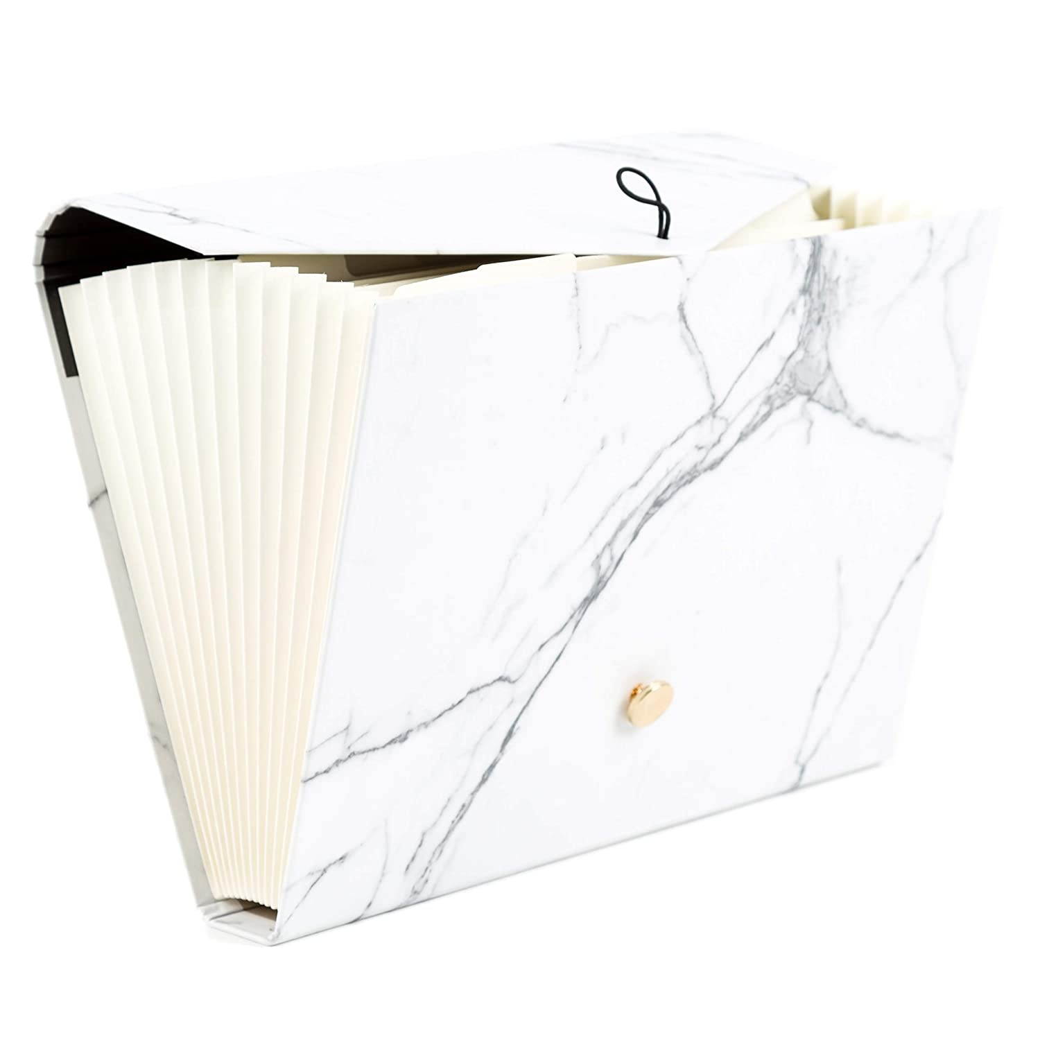 U Brands Fashion Expandable File Folder, Letter Size, 13 Pockets, Marble Print