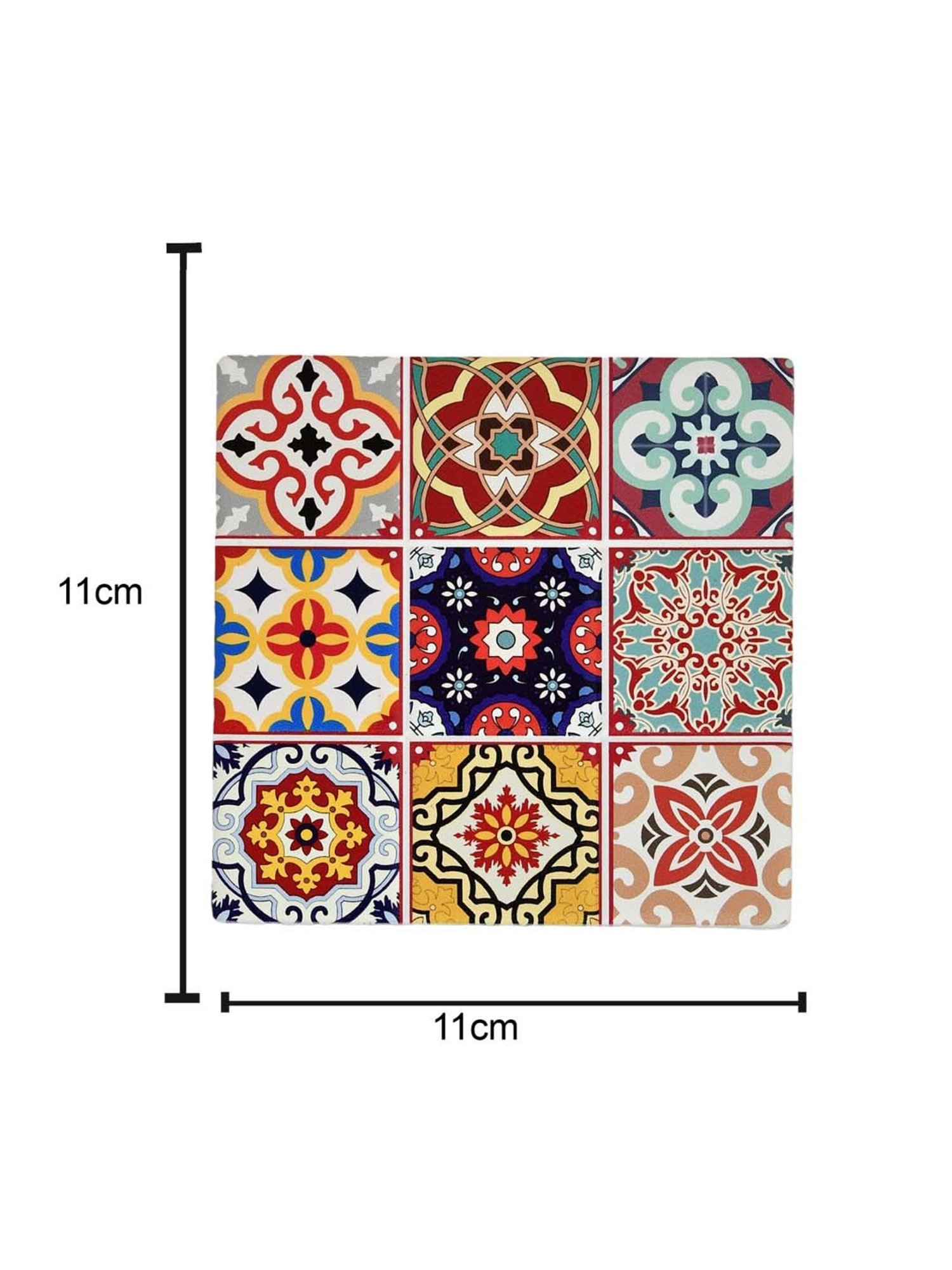 TAYHAA Multicolor Ceramic Stylish Square Coaster - Set of 4