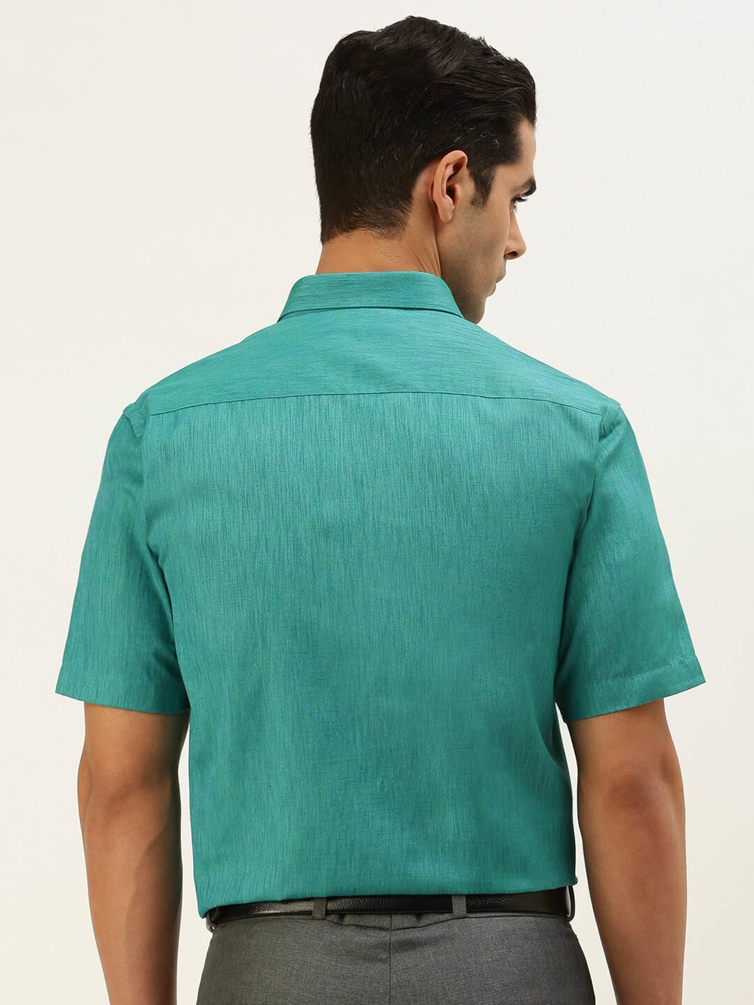 Ramraj Sea Green Regular Fit Shirt