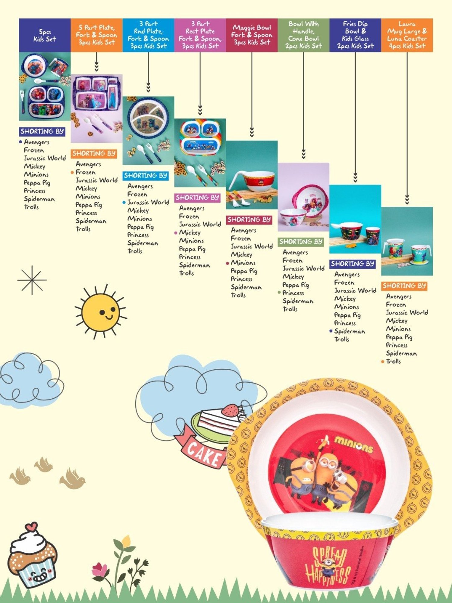 Servewell Multicolor Melamine Cone Bowl - Set of 2