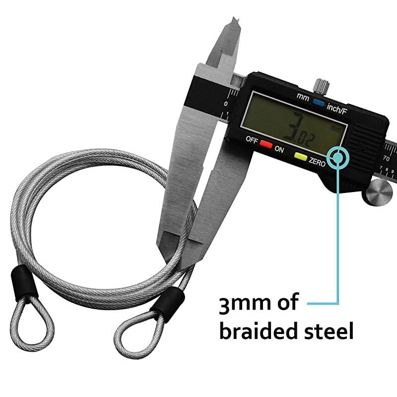 4 Foot 3mm Braided Steel Coated Security Cable Luggage Lock Safety Cable Wire Double Loop 2 Pack