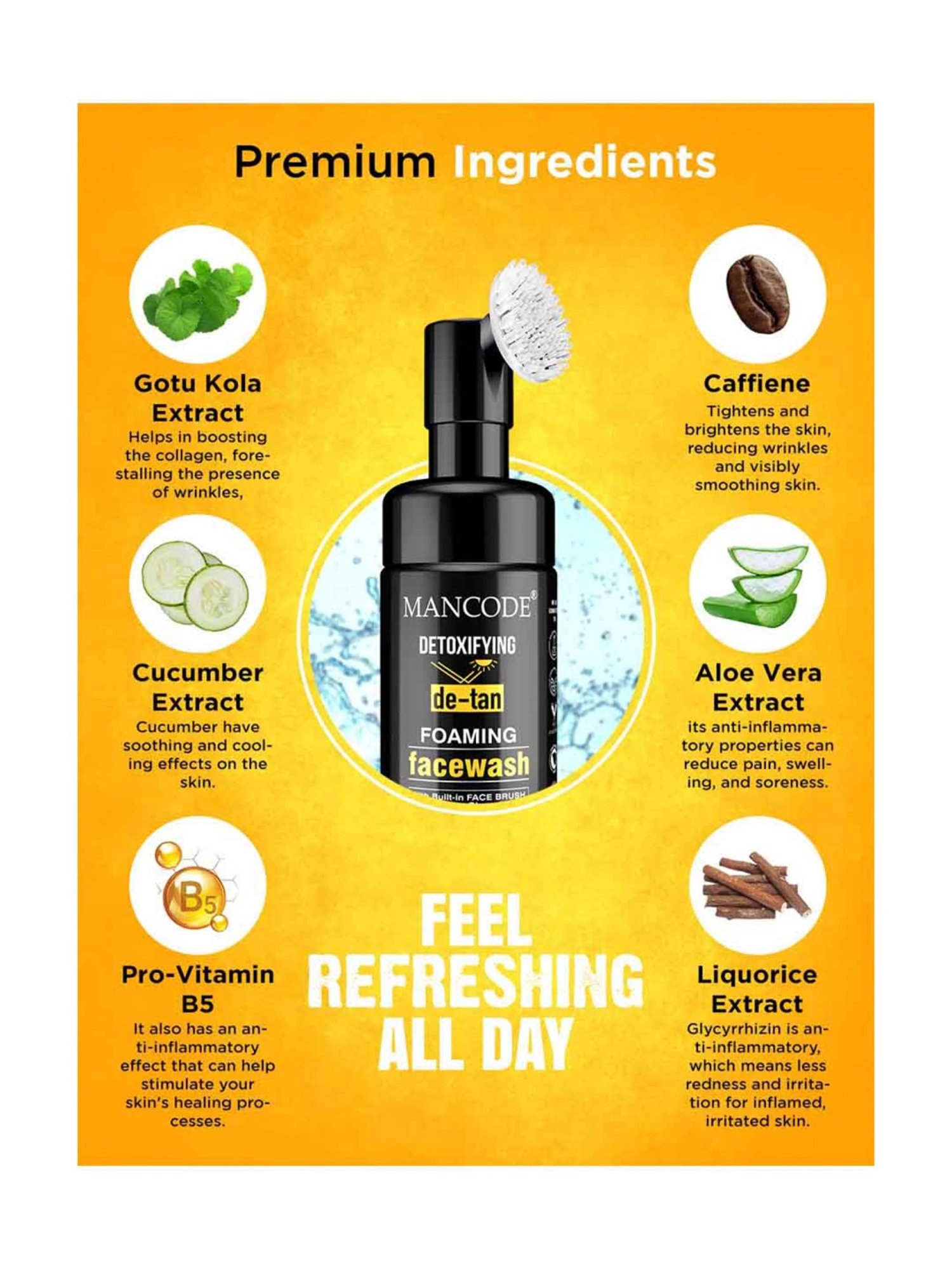 Mancode Detoxifying De-Tan Foaming Facewash - 150 ml