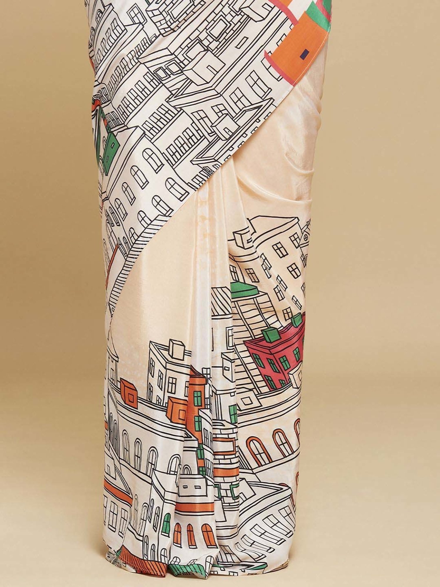 navyasa by liva Peach Printed Saree With Unstitched Blouse