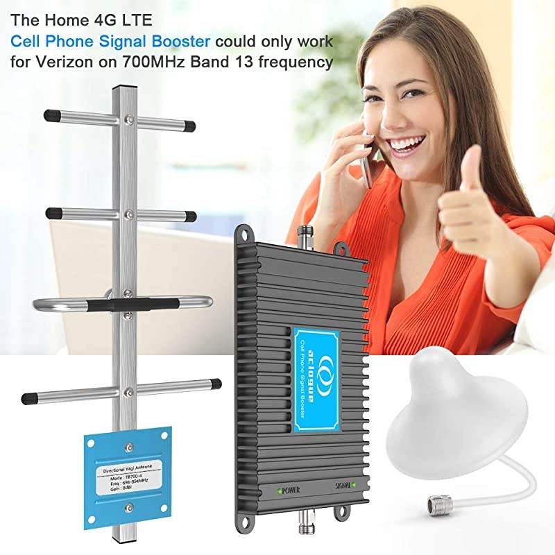 Phone Booster LTE 4G Cell Phone Signal Booster 700Mhz Band 13 Mobile Signal Repeater Amplifier Antenna Kits for Home and Office up to 4500 Sq Ft Improve 4G Data and 4G Calls (Blue)
