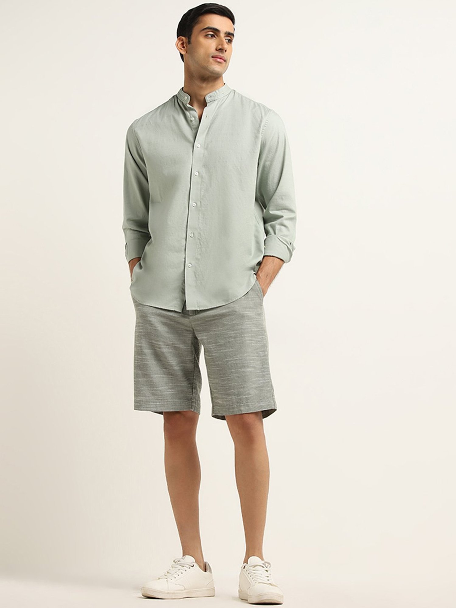 Ascot by Westside Sage Solid Relaxed-Fit Cotton Shirt
