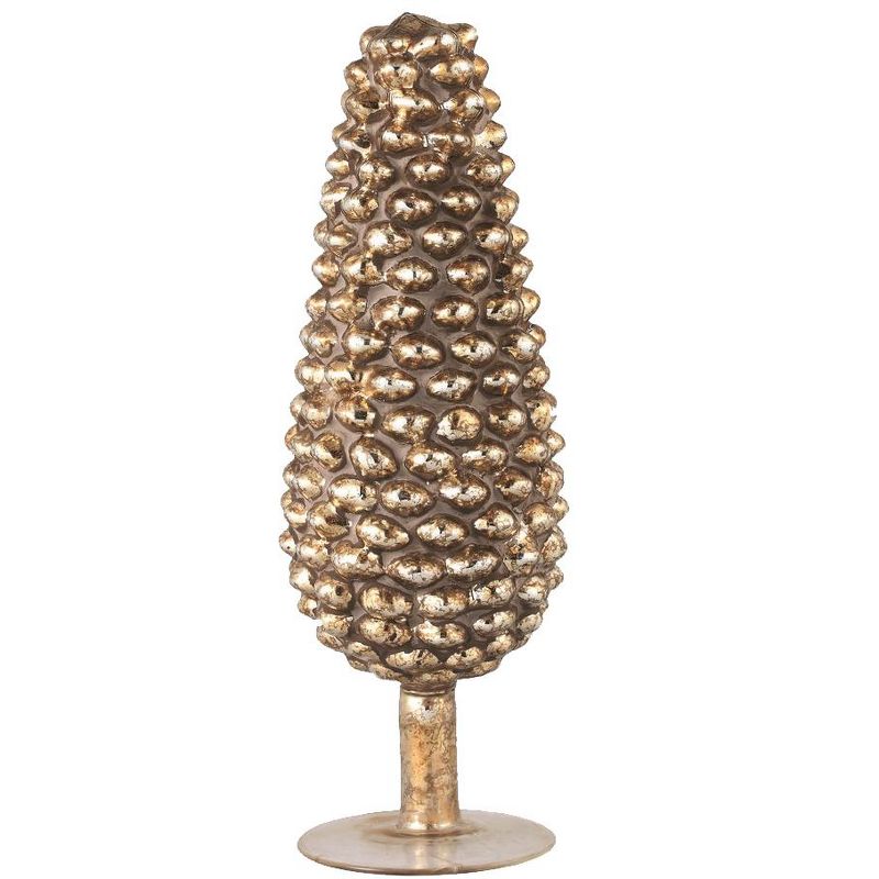 Napa Home & Garden 11" Gold Pine Cone Glass Finial Christmas Tabletop Decor