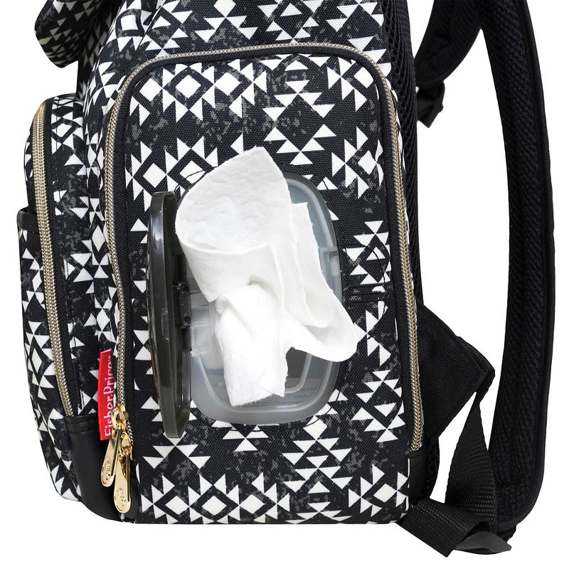 Fisher-Price Shiloh Southwest Diaper Bag Backpack - Black/White