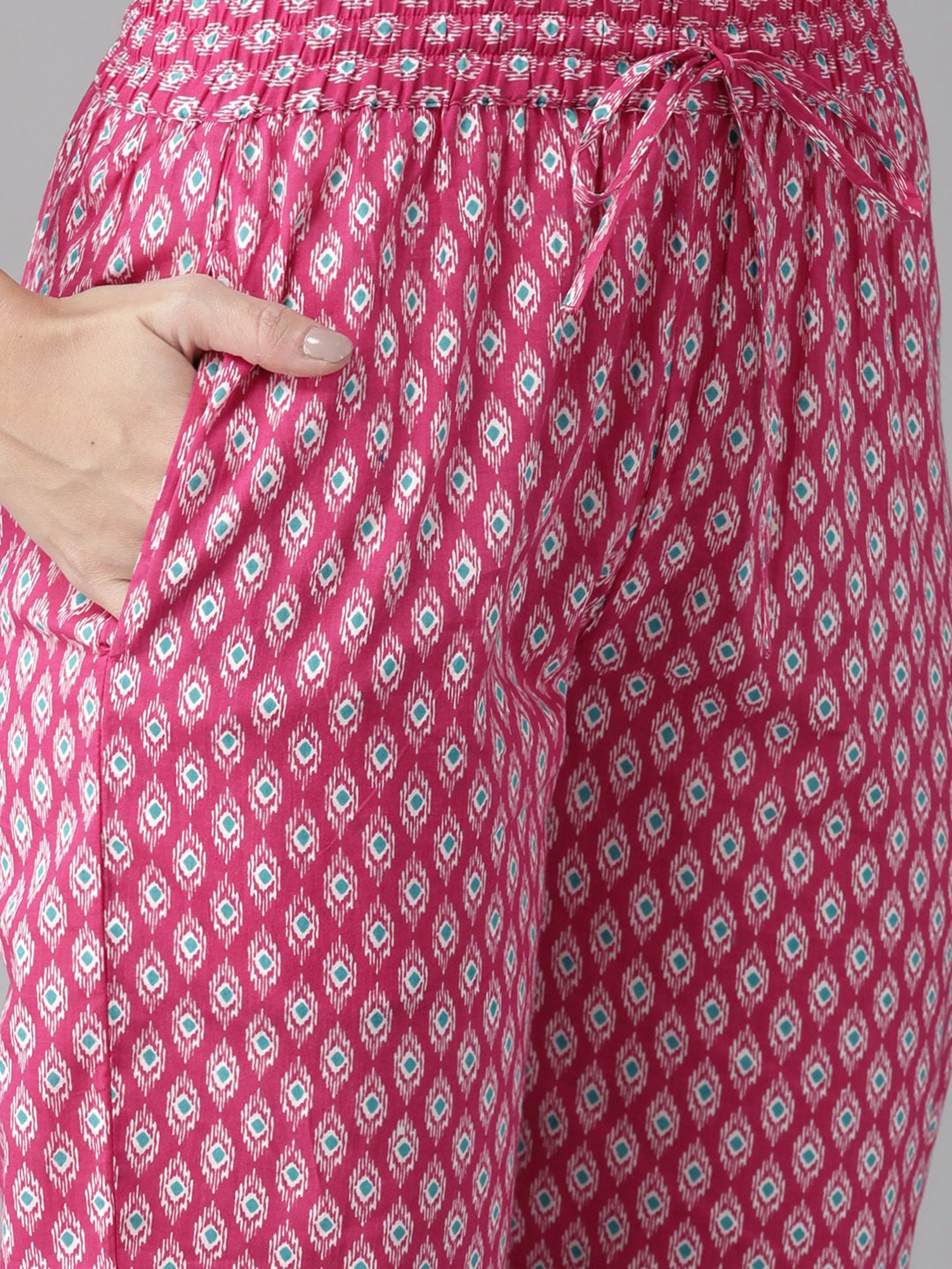 Prakrti White & Pink Cotton Floral Print Kurta With Pant & Dupatta