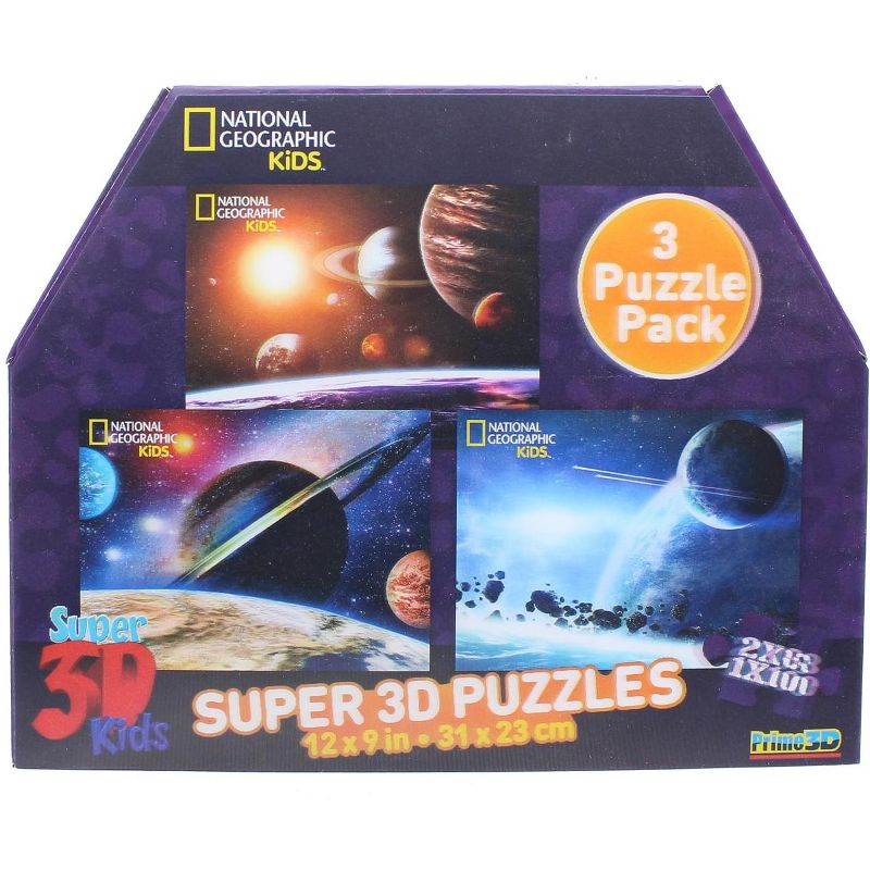 National Geographic National Geographic- Super 3D Children's 63/100pc Space Puzzle  Set  of 3 12" x 9"