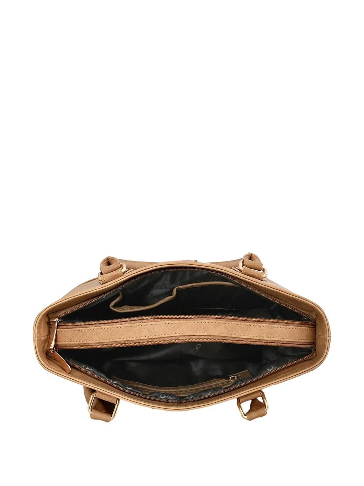 Bellissa Beige Solid Medium Shoulder Handbag