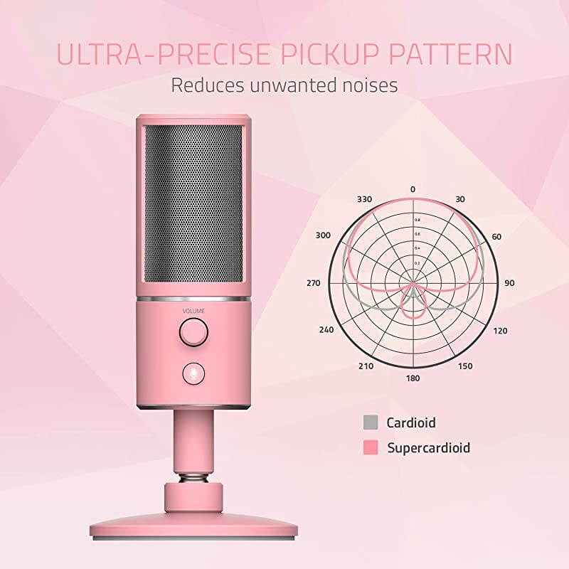 Seiren X USB Streaming Microphone Professional Grade Builtin Shock Mount Supercardiod PickUp Pattern Anodized Aluminum Quartz Pink