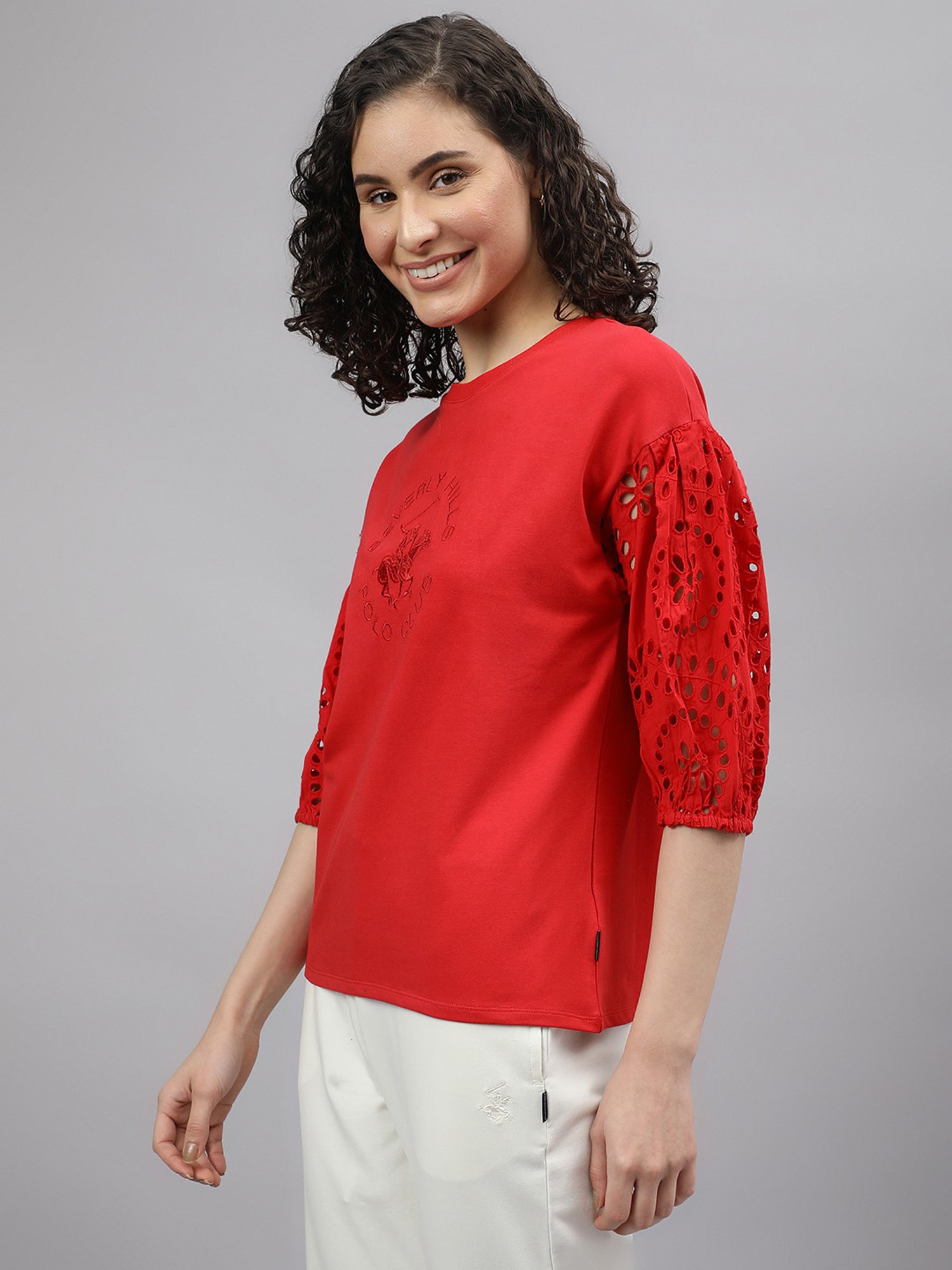 Beverly Hills Polo Club Red Self Pattern Pullover