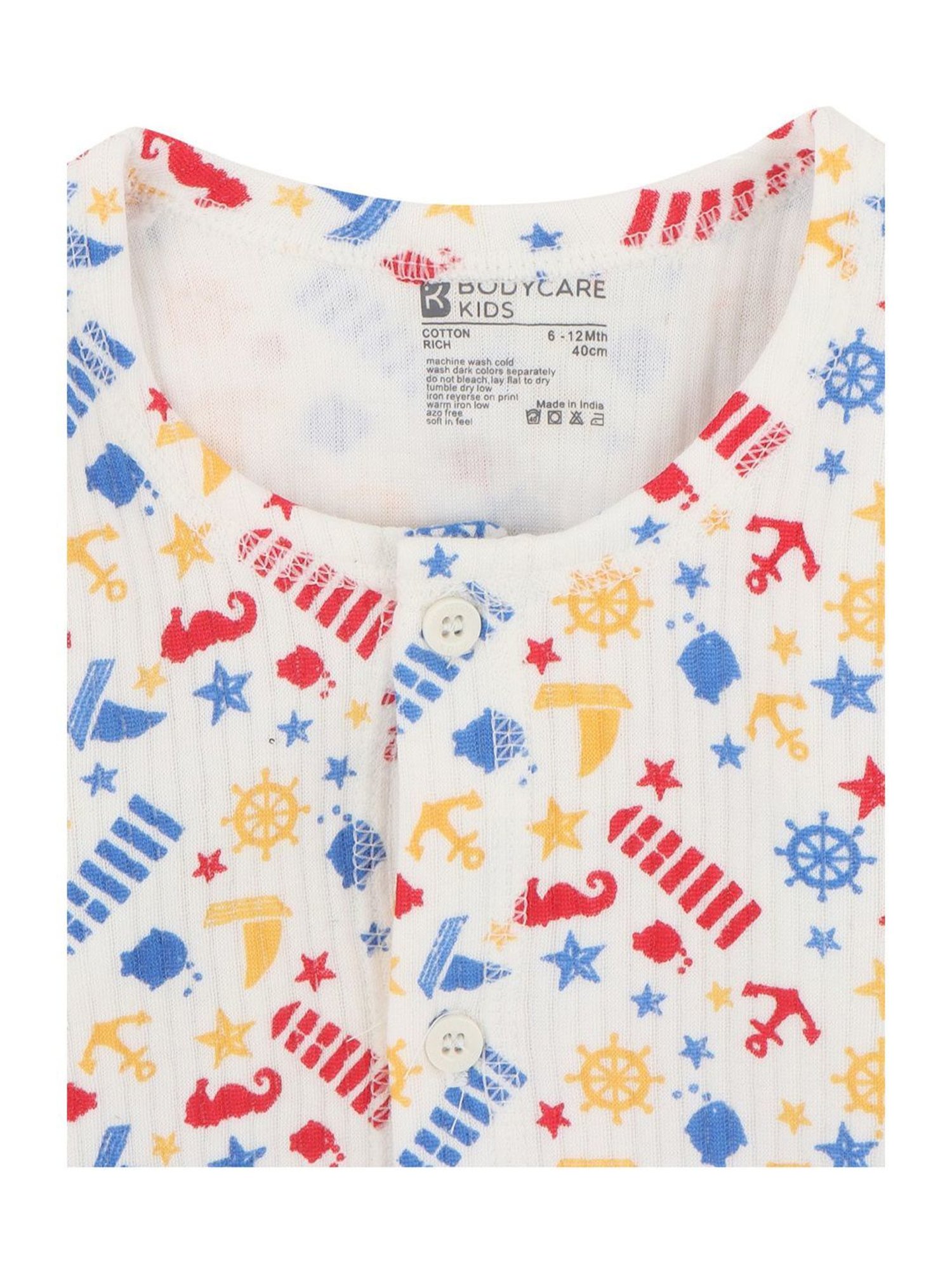 Bodycare Kids White & Red Cotton Printed Full Sleeves T-Shirt Set