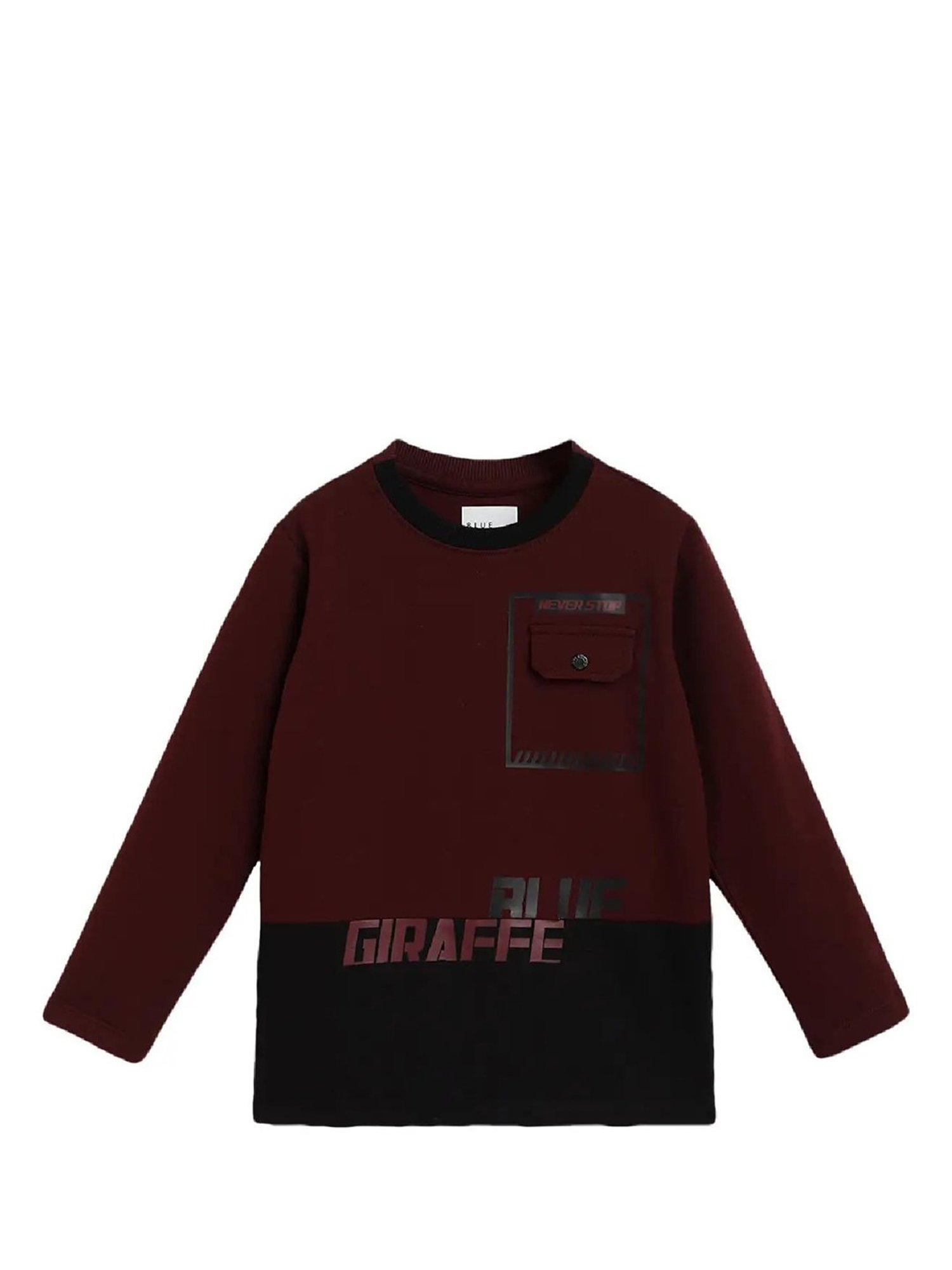 Blue Giraffe Kids Burgundy Color Block  T-Shirt