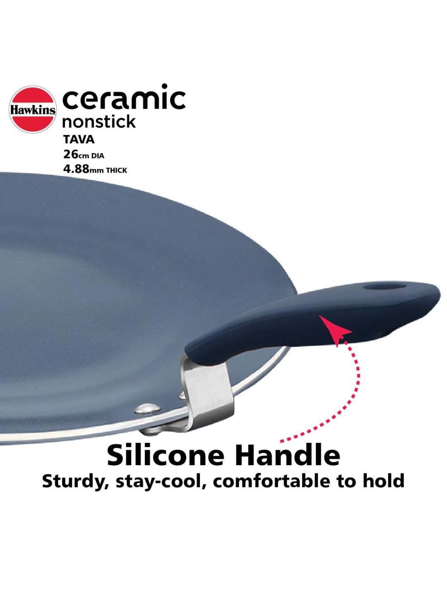 Hawkins Black Ceramic 26 cm Induction Paratha Granite Griddle Tawa (Ict26)