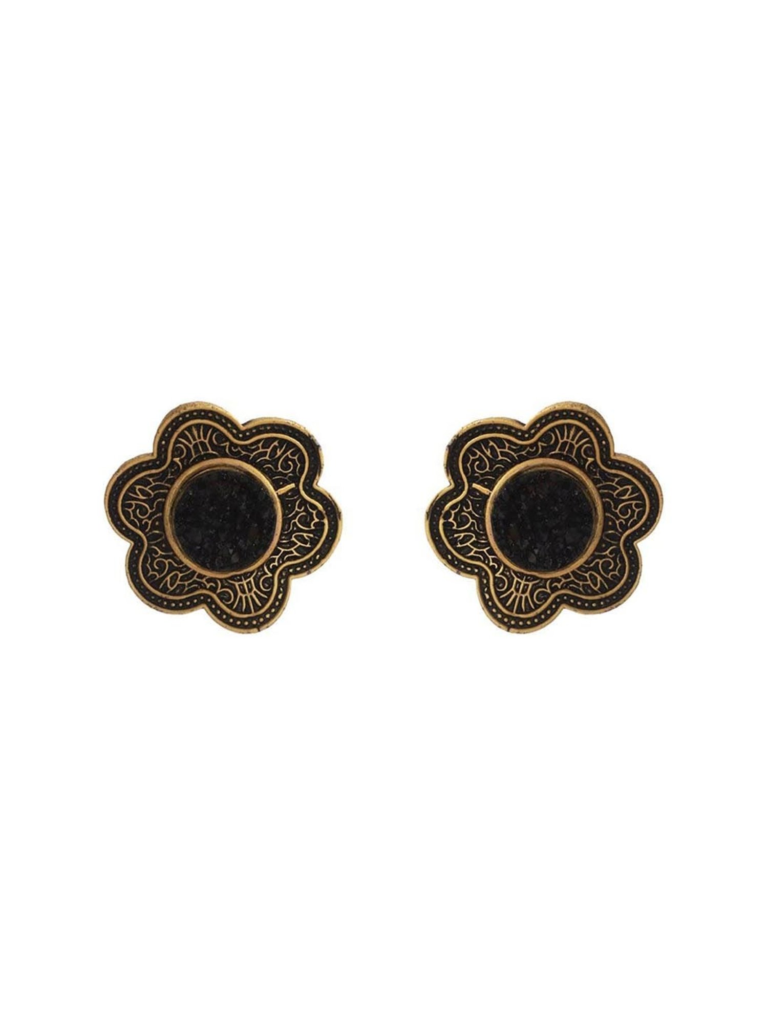 Priyaasi Floral Golden & Silver Stud Earrings