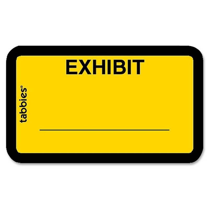 Tabbies Tabbies Color-coded Exhibit Labels
1.62" Width x 1" Length - 252 / Pack - Yellow