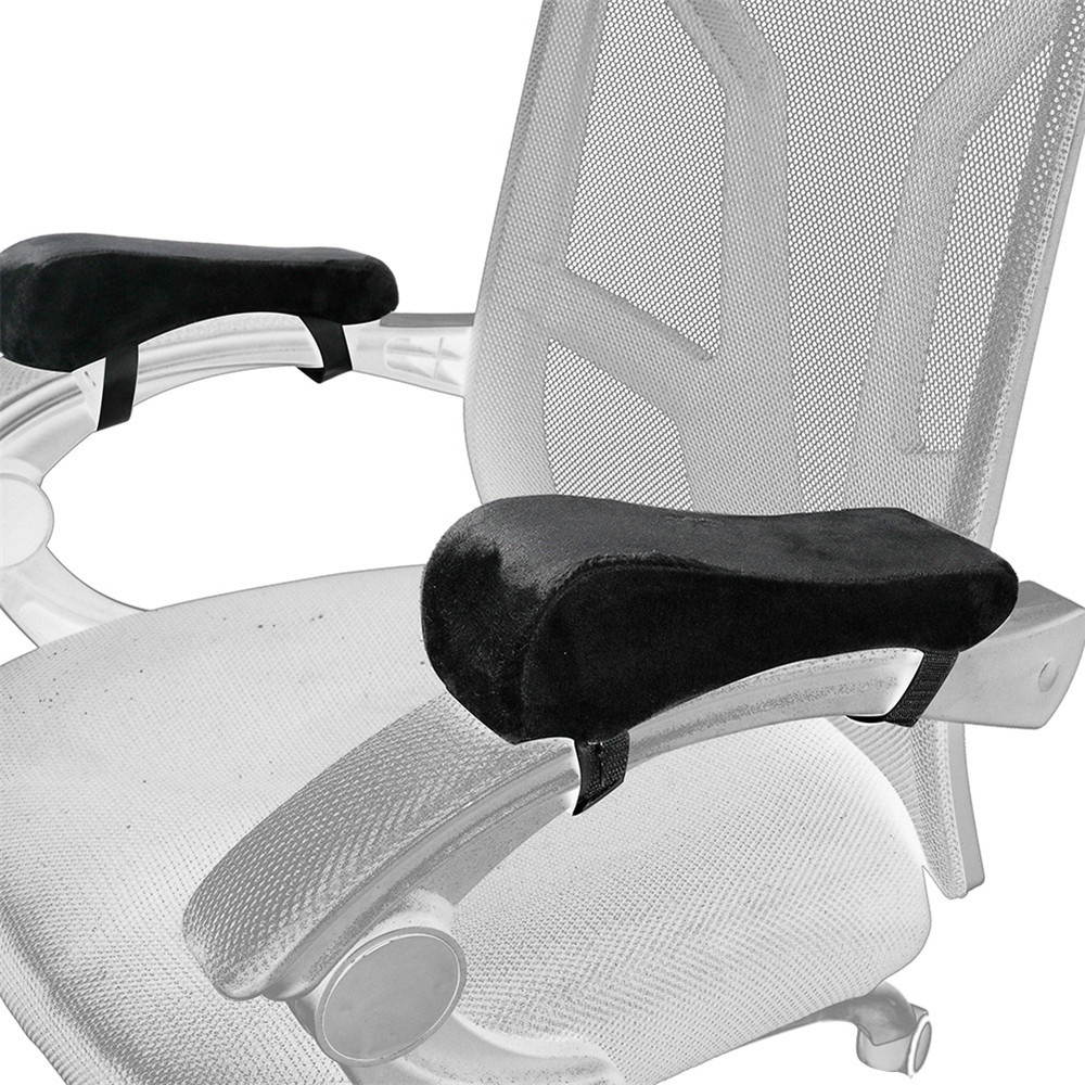 2pcs Chair Armrest Pads Memory Foam Elbow Pillow for Forearm Pressure Relief Universal Chair Arm Cover Set Office Chair Supplies Black