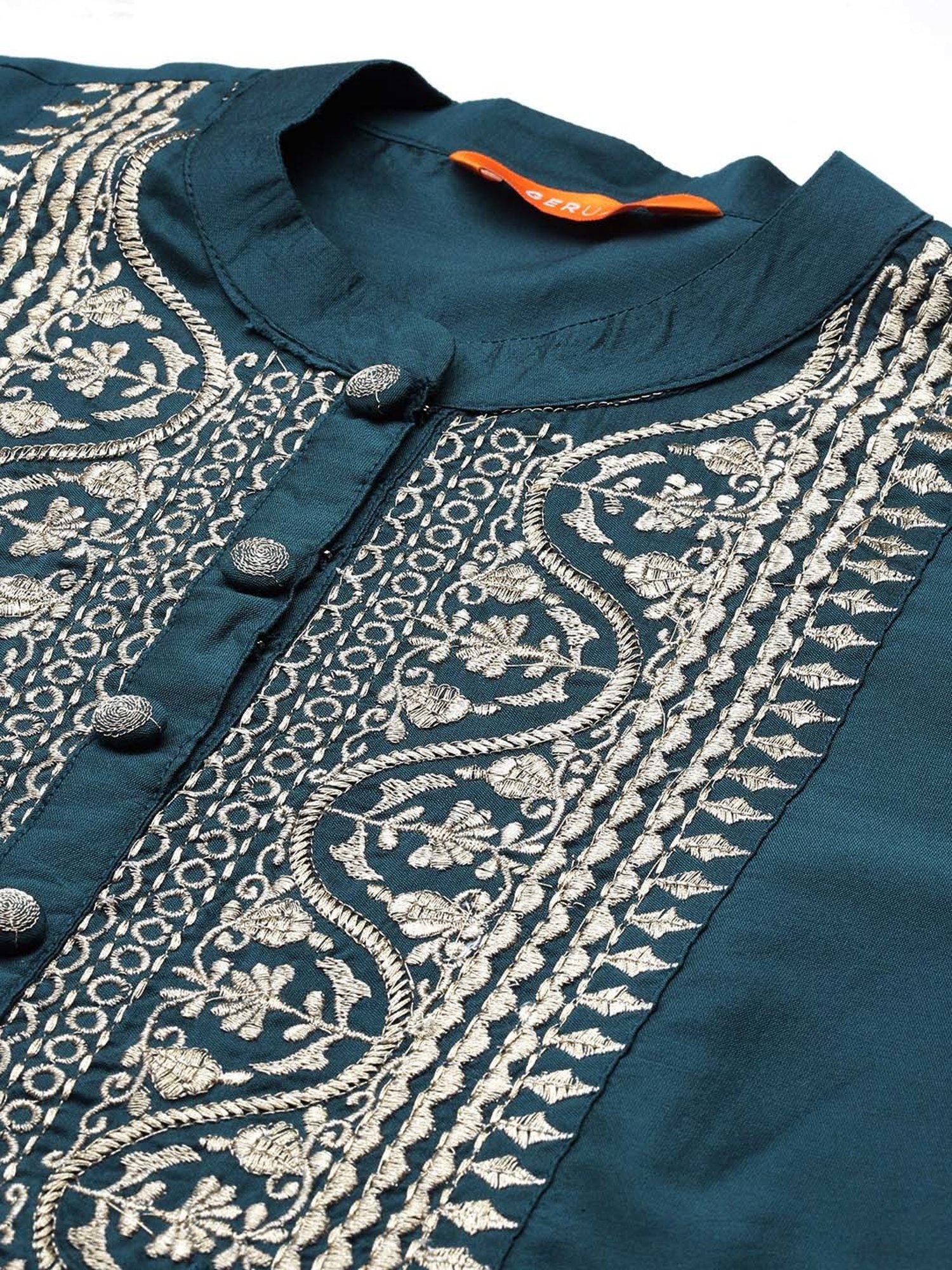 Gerua Blue Embroidered Kurta Pant Set With Dupatta