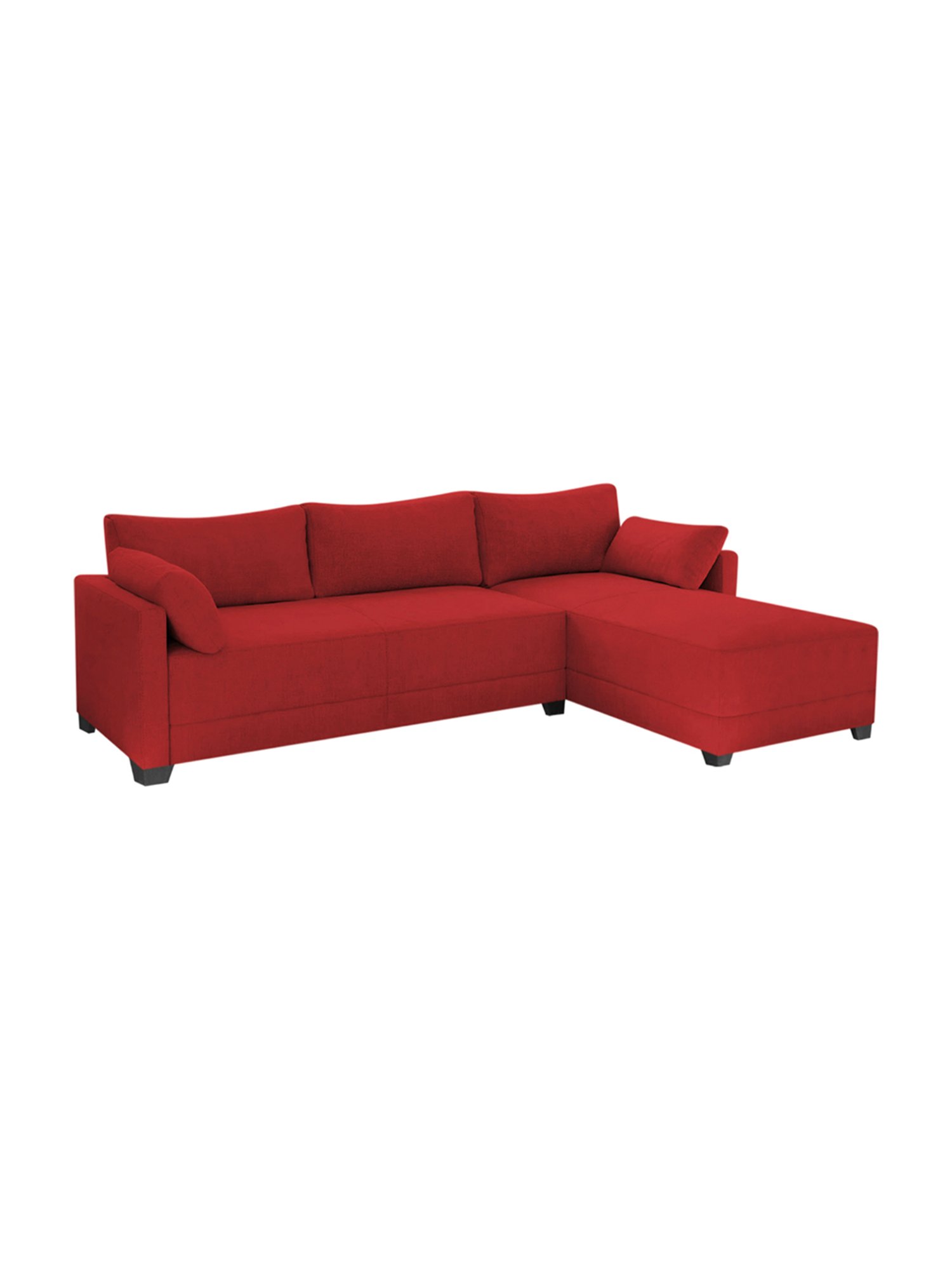 Trevi Duke Red Fabric & Neem Wood 6 Seater RHS Sectional Sofa