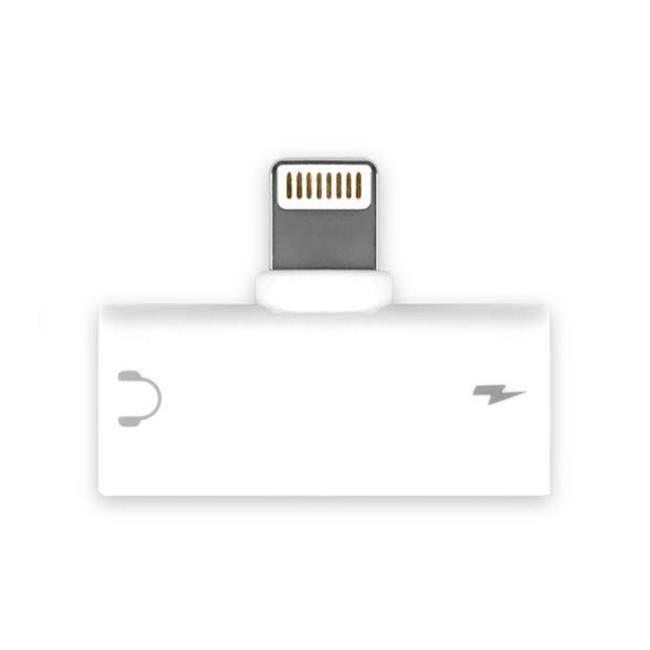 Aluratek Lightning + 3.5 mm Adapter For iPhone/iPad - 1 x Lightning Male Proprietary Connector - 1 x Lightning Female Proprietary Connector, 1 x Mini-phone Female Stereo Audio
