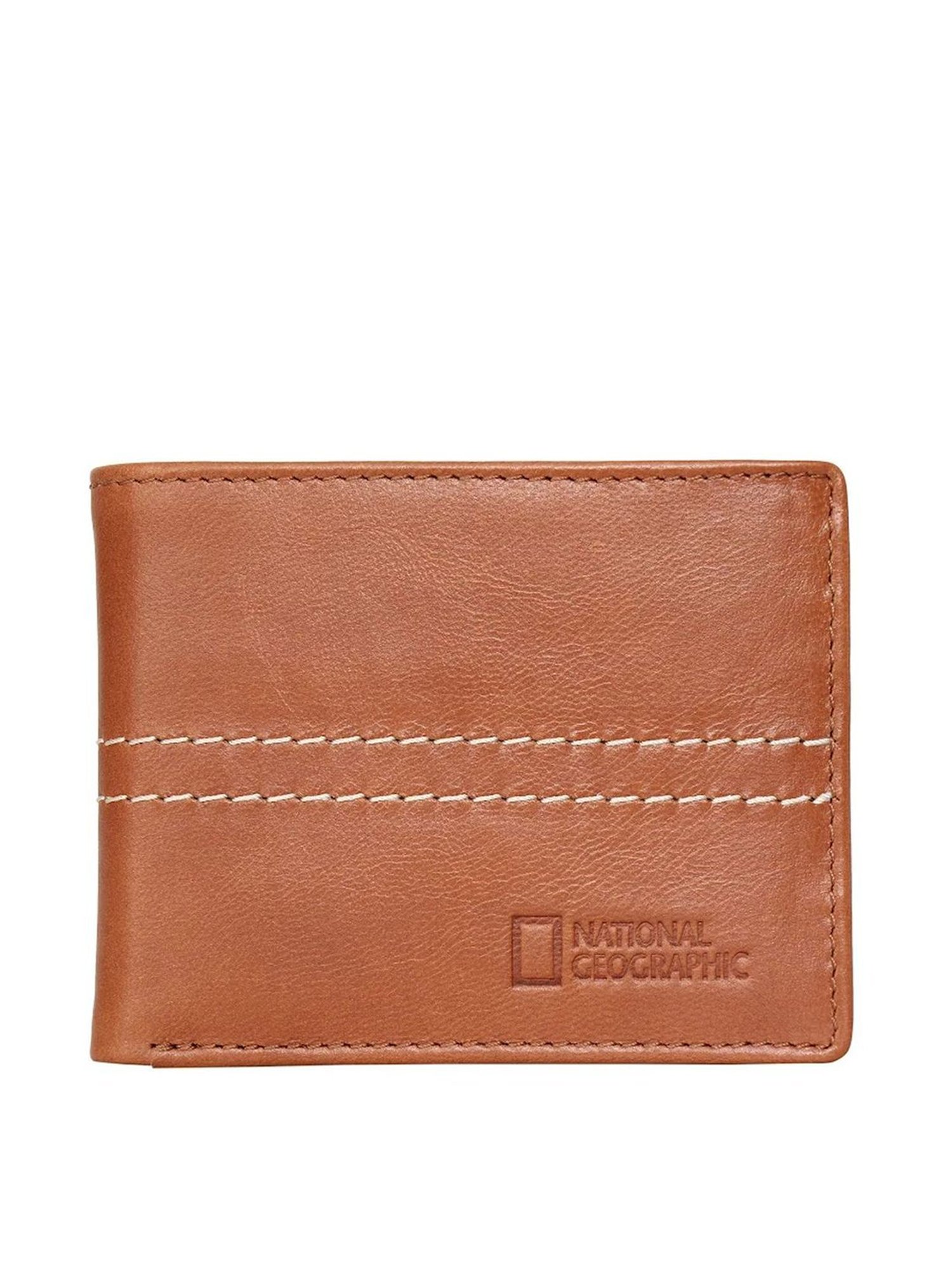 National Geographic Tan Solid Rfid Bi-Fold Wallet for Men