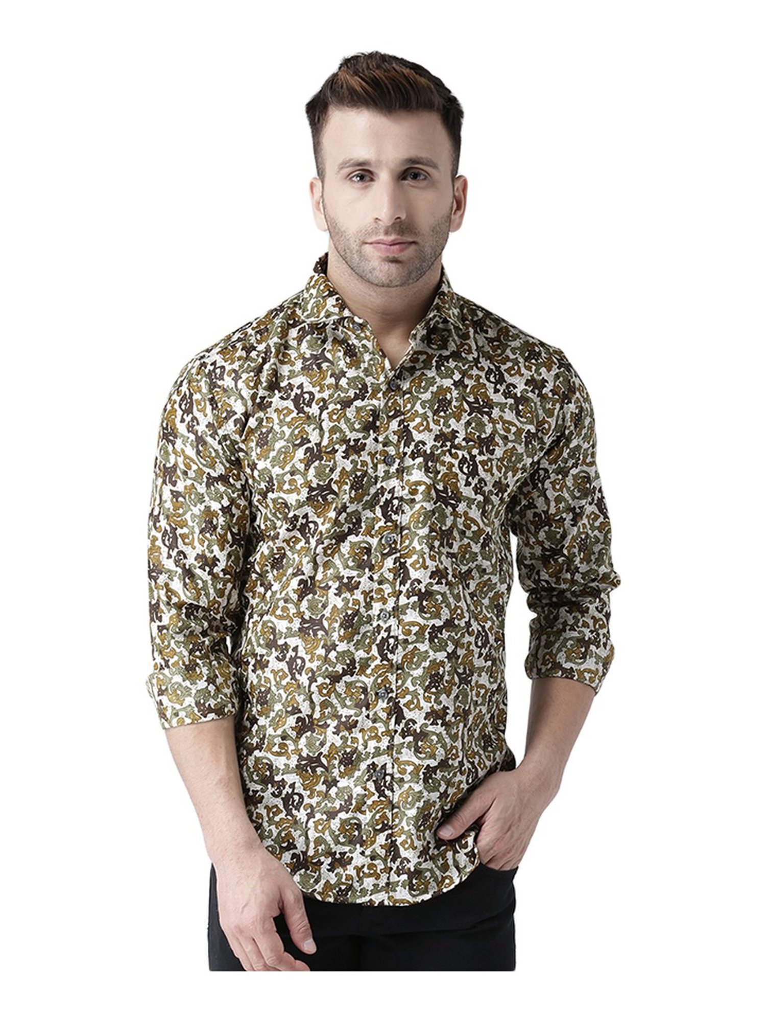 Hang Up Green Slim Fit Printed Shirt