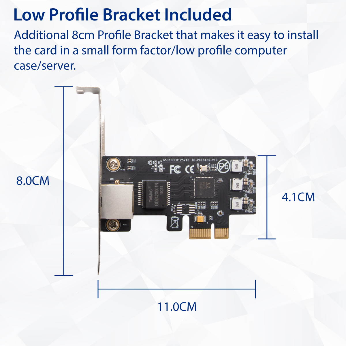 2.5 Gigabit Ethernet PCI Express PCI-E Network Controller Card 10/100/1000/25000 Mbps RJ45 LAN Adapter Converter for Desktop PC