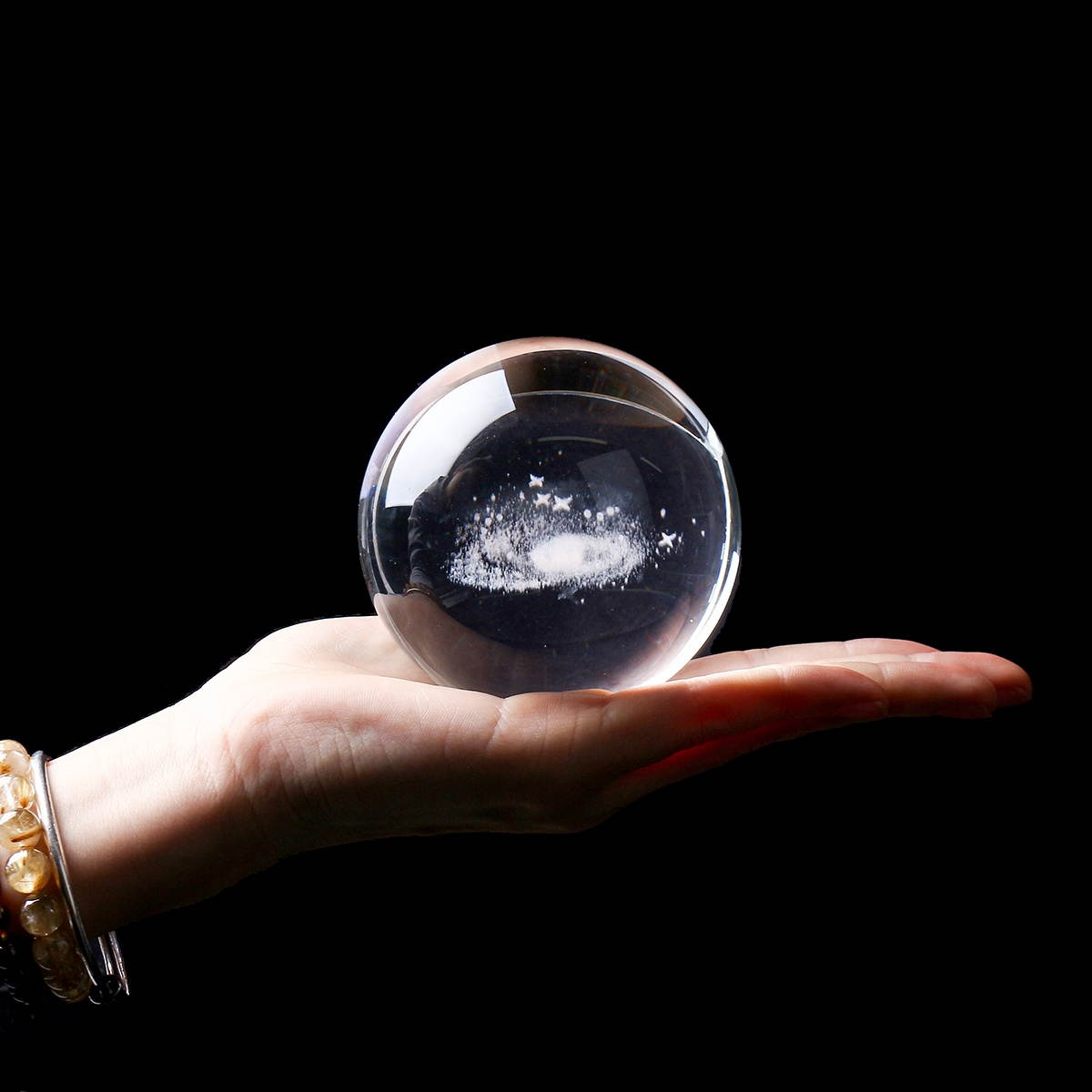 8cm Diameter Globe Galaxy Miniatures Crystals Ball 3D Laser Engraved Quartz Ball E