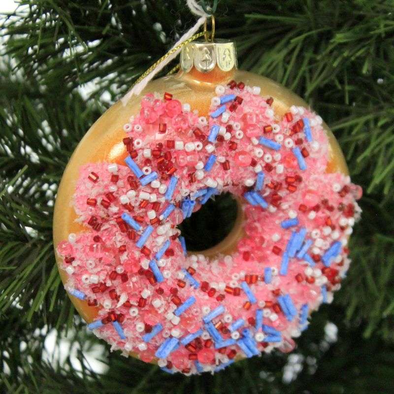 Holiday Ornaments 4.0" Frosted Donut With Sprinkles Breakfast Treat  -  Tree Ornaments