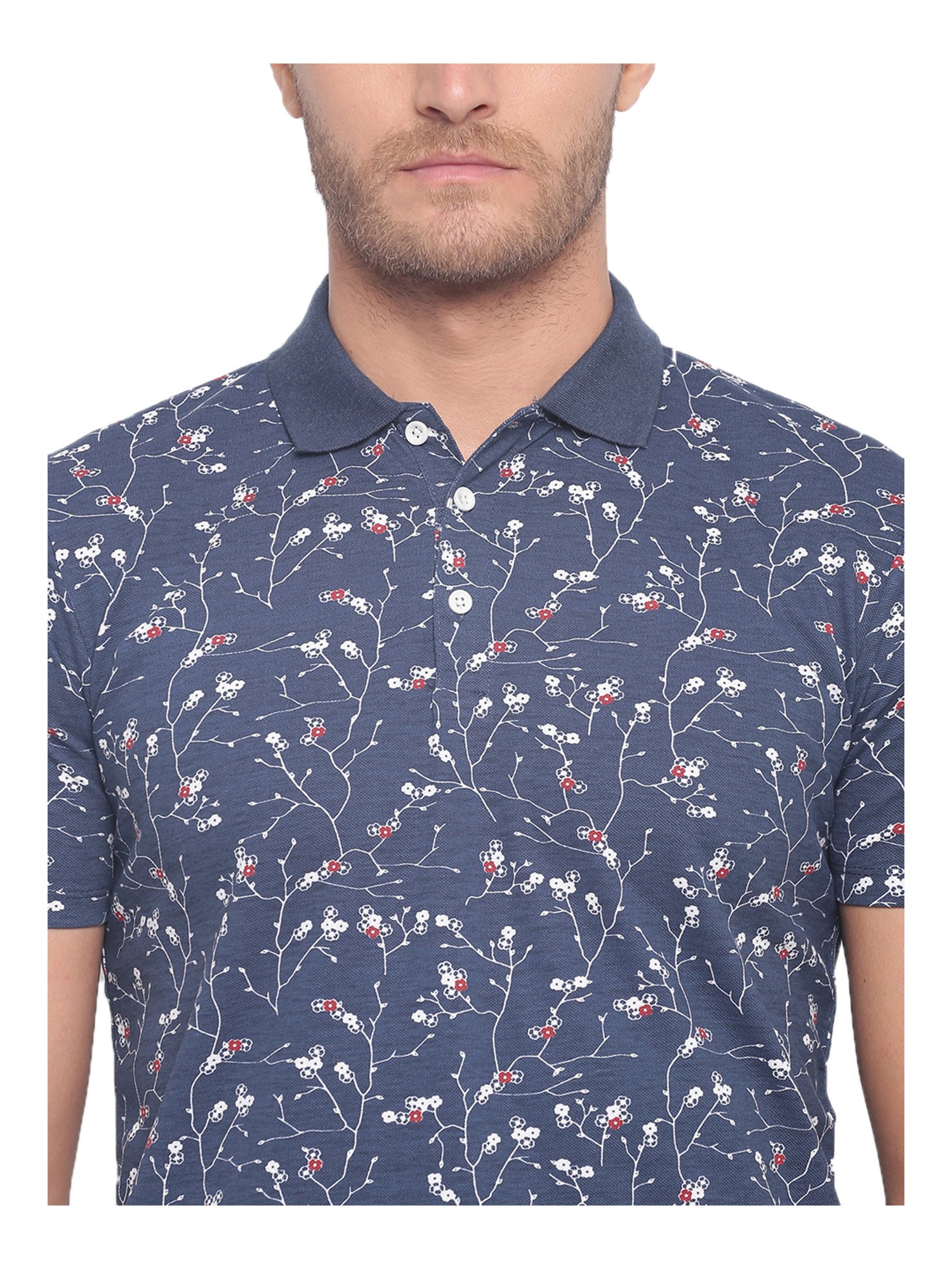 Lindbergh Blue Printed Polo T-Shirt
