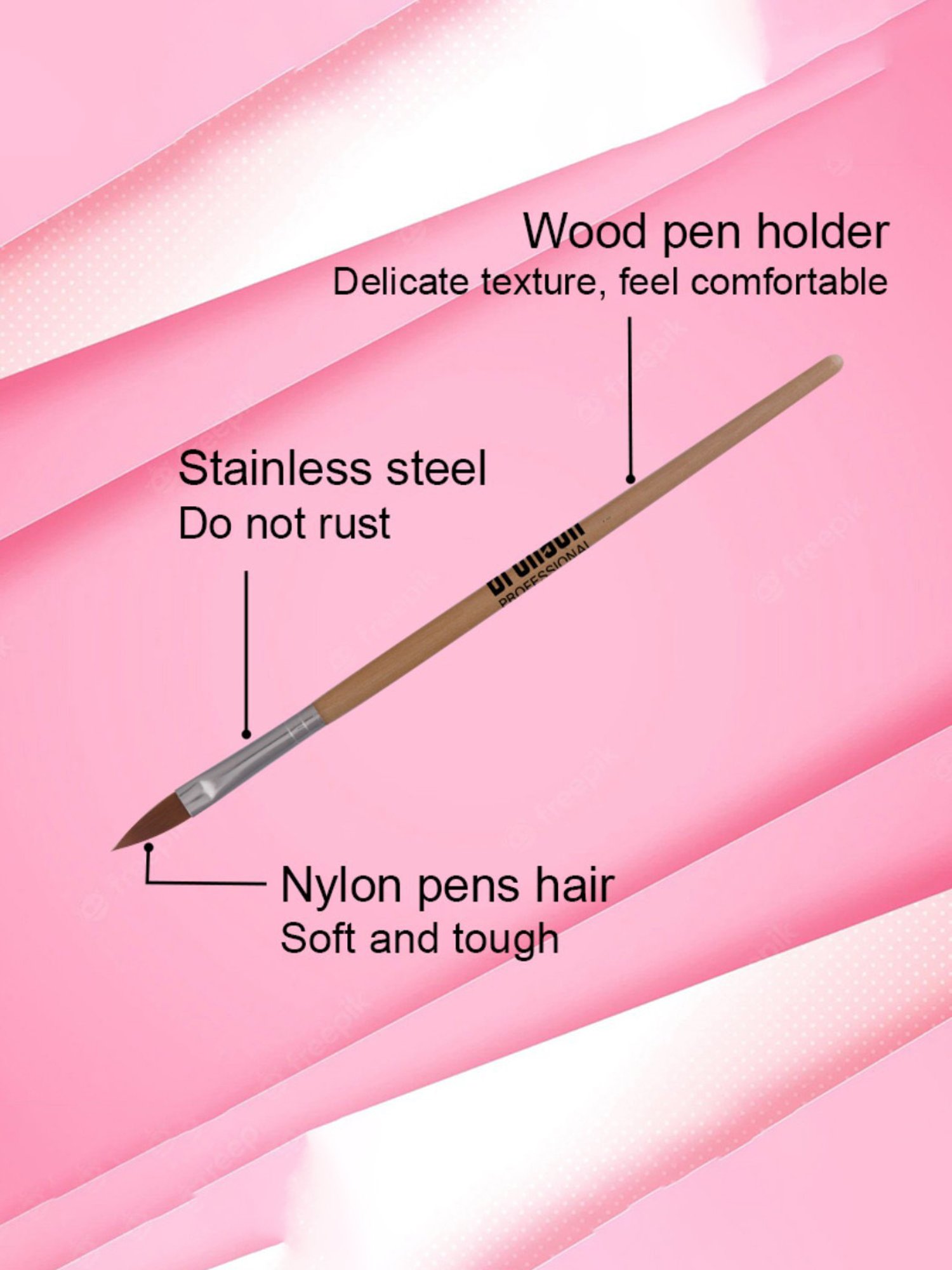 Bronson Professional Nail Art Acrylic Brush Set - Pack of 3